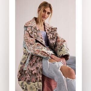 Free People Golden Hour Patchwork Jacquard Coat